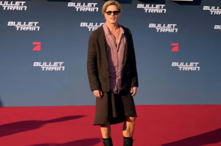 Estas son las razones detrás de la falda que usó Brad Pitt en la premier de “Bullet Train”