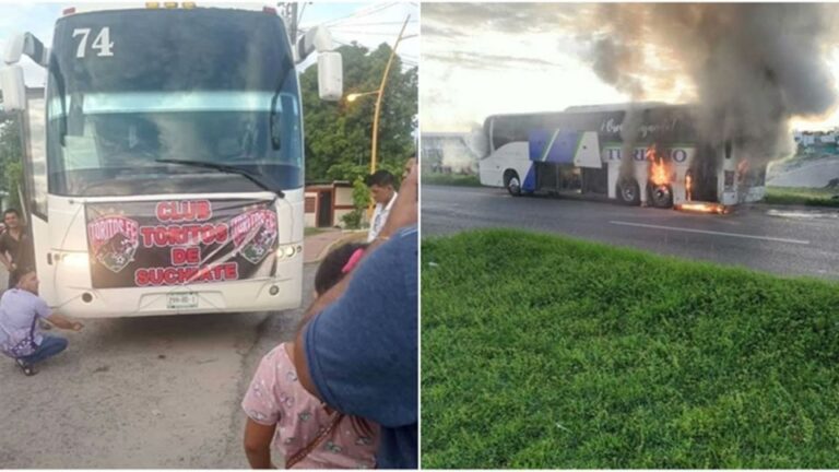 Tremendo susto se llevaron los niños del equipo de futbol Toritos al incendiarse el autobús donde viajaban
