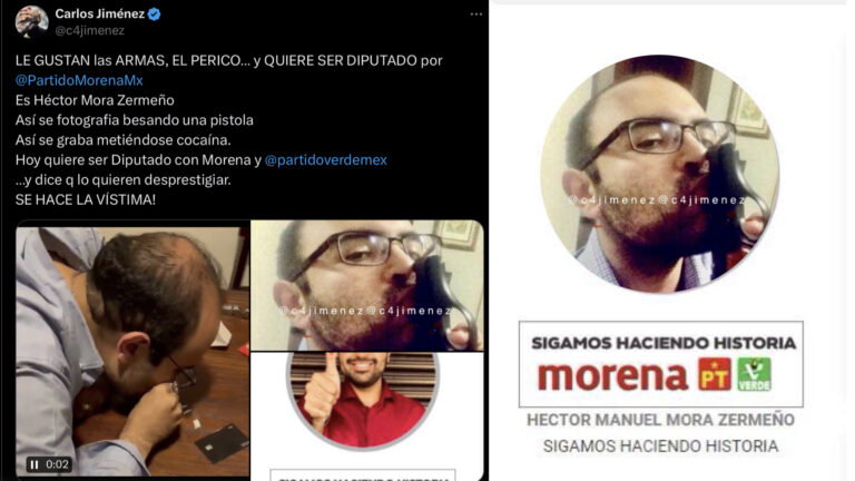 Difunden imágenes de candidato de Morena y PVEM consumiendo droga y besando una pistola